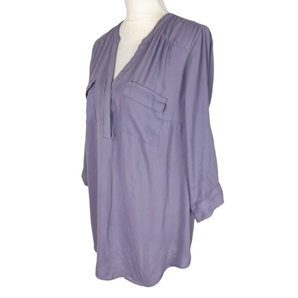 Torrid Harper Georgette Pullover Tunic Blouse 3/4 Sleeve Gray Ridge Plus Size 0X - Picture 7 of 10